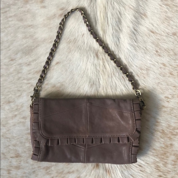 7 Chi Taupe Leather with Chain Strap Bag - Picture 1 of 4